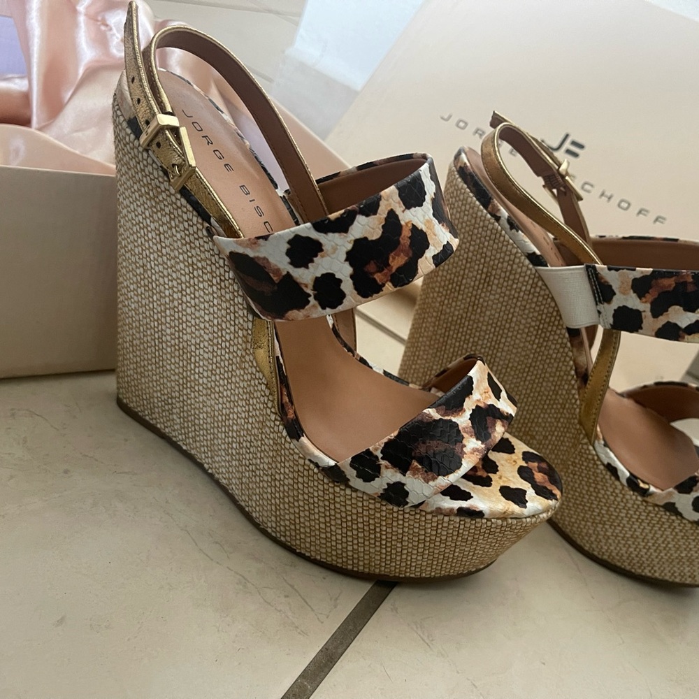 Leopard Print Wedge Sandals